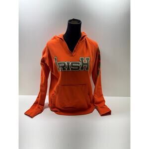 St Patrick’s Day Women’s Irish Hoodie Sz XL V Neck Orange Green Shamrock Pocket